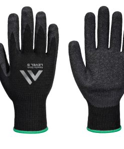 Wzmocnienie Steel Mesh wzmacnia wkładkę ANSI A9 o najwyższym poziomie odporności na przecięcie, oferując doskonałą ochronę przed igłami. Unikalna konstrukcja z siatki zapewnia zarówno maksymalną ochronę, jak i manualność na poziomie 5, bez kompromisów. Dłoń posiada imponującą odporność na przebicie na poziomie 5, podczas gdy palce zapewniają ochronę na poziomie 2. Wykończenie Latex Crinkle poprawia przyczepność w mokrych i zaolejonych środowiskach, umożliwiając użytkownikowi efektywną pracę na miejscu i obsługę śliskich, nasmarowanych materiałów.